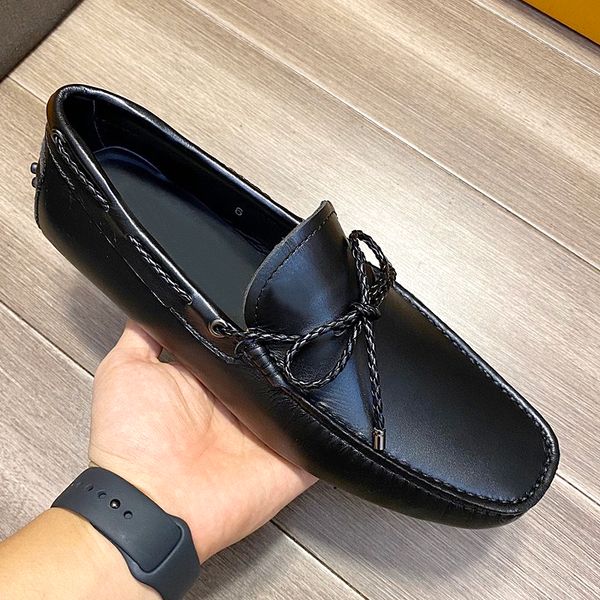 

new highquality mens casual bowknot leather shoes, nonslip wearresistant flat loafers, pedal driving shoes, stylish loafers with origina qwd, Black