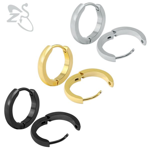 

trendy style 3 colors circle hoop earrings stainess steel round hoop earrings for women man gifts jewelry 7mm-16mm, Golden;silver