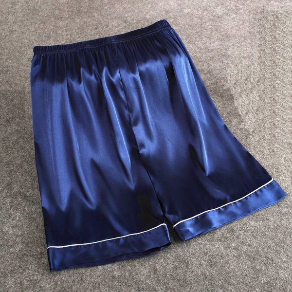 

men's thin silk-like household beach pants short boxer five-point casual silk pajamas beach pants shortsshorts and shorts, Black;brown