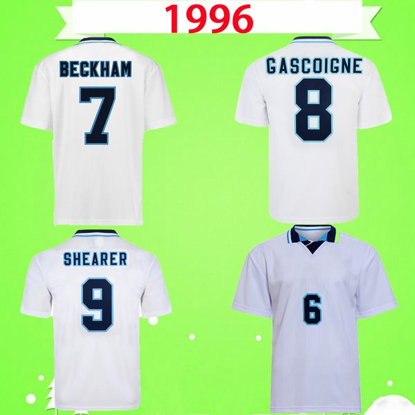 

retro 1996 england soccer jerseys home white vintage football shirts cole beckham owen sinclair heskey scholes sheringham gascoigne, Black;yellow