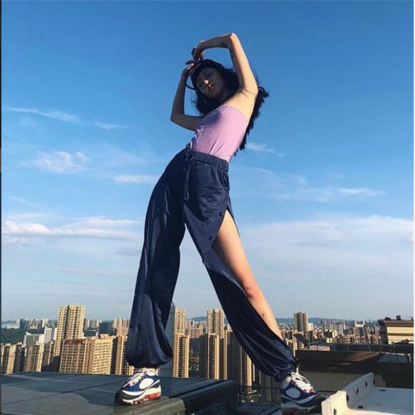 

summer harem pants women sweatpants slim pants harajuku streetwear hip hop high waist loose hip casual trouser joggers, White;red