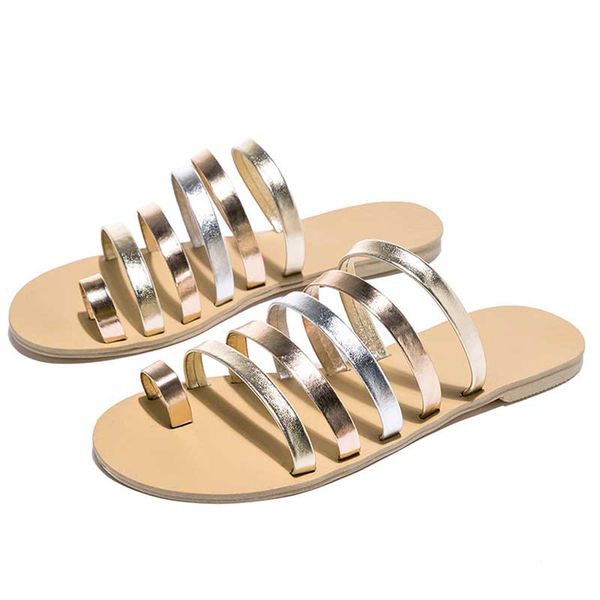 

2019 women flat sandals summer gladiator sandals ladies strap slippers roman female flip flops outdoor casual sandales femme, Black