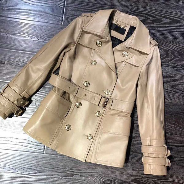 

women's leather & faux real jacket ladies genuine lamb women, Black