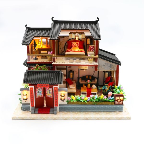 

new miniature wooden miniaturas doll house furniture assemble 3d diy dollhouse puzzle toys for children birthday gift y200414