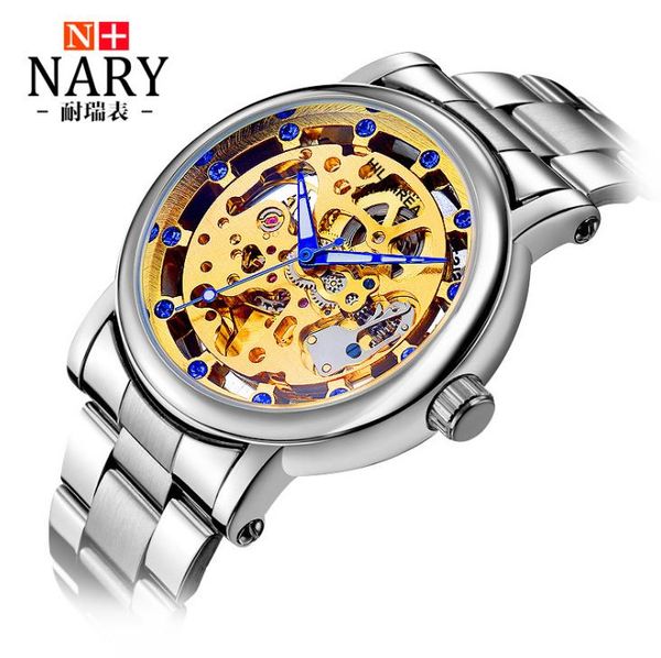 

Men's watch male manual mechanical stainless steel watch skeleton luxury mechanical automatic watch waterproof clock