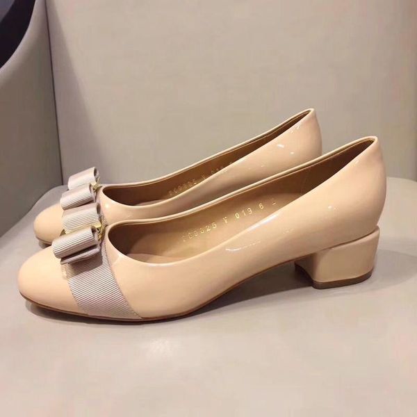 

womens pumps shoes summer women mid heel pump ladies round toe basic office work shoe leather 3 .5cm low heel pompe da donna womens shoes, Black