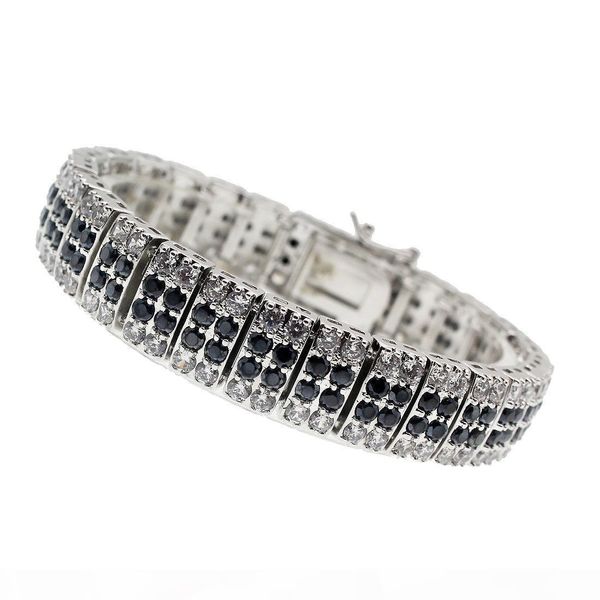 

hermosa gemstone links bracelet 925 sterling silver white z black onyx sparkle charm cocktail jewelry 7 inch