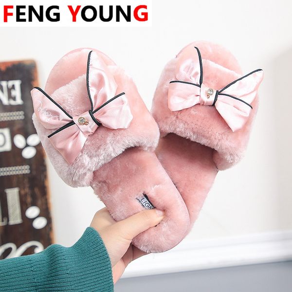 

cute furry fluffy slippers women vogue fur slippers comfort flat sandals outside slides plush home shoes hot, Black
