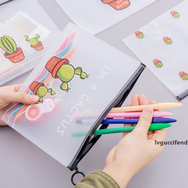 

travel make up beauty toiletry bags female makeup organizer large capacity transparent pens bag women cactus plastic pencil bag bh1443 tqq