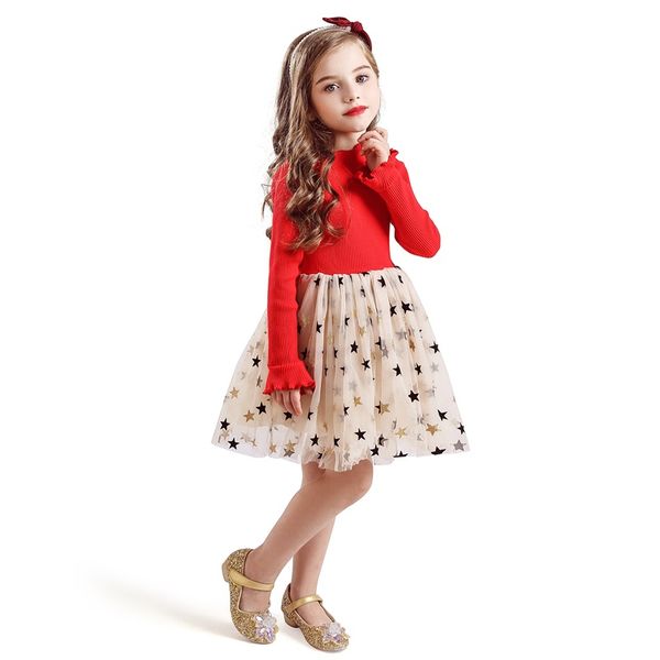 

girl's dresses baby girls for girl dress casual wear tutu lace princess winter long sleeve clothes children clothing party kids costume, Red;yellow