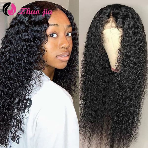 

Zhuo Jia Water Wave Human Hair Wigs 150%180%250% Density 4x4 Lace Closure Wigs For Women Water Wave Lace Front Human Hair Wigs, Medium brown