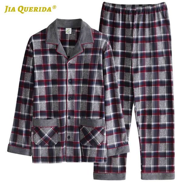 

men's sleepwear fashion style casual 100% cotton black turn down collar long sleeve pants sleep wear pajamas for man plaid printing, Black;brown