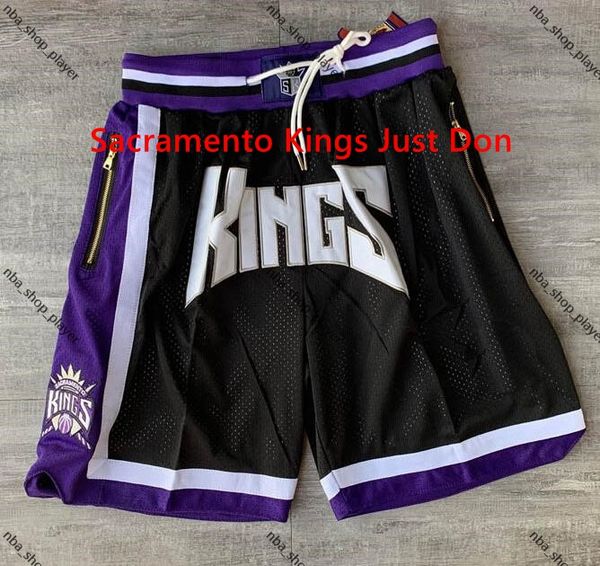 

mens just don pocket basketball shorts retro stitched 1998-99 purple pocket sacramento kings shorts lining mesh sports sweatpants2, Black;red