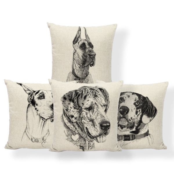 

dog great danes cushion case love greyhound pillowcase diamond ocean style dorm lumbar support toss pillow 17x17 linen dropship