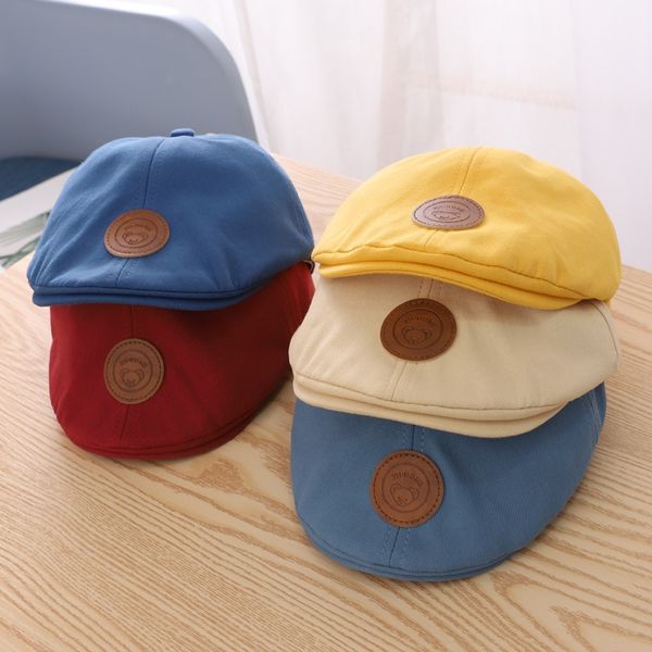 

children's hat autumn new cartoon bear 1-2 years old baby forward beret beret cap cap cap, Blue;gray