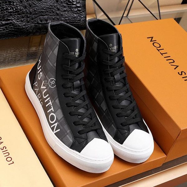 

new casual mens shoes luxury trainer fashion sneakers footwear platform zapatos de hombre with origin box tattoo sneaker boot mens shoes, Black
