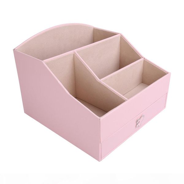 

показать коробки высокого качества pu кожаный чехол ювелирных изделий организатор женщины косметика для хранения с выдвижным ящиком (розовый, Black;white