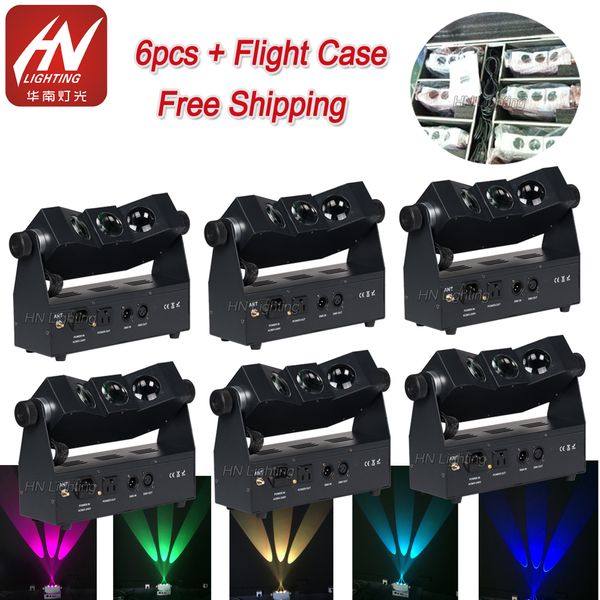 

6pcs dj effect lights wireless uplighting 3x10w rgba 4in1 dmx led wall washer battery par uplight disco stage light with flight case