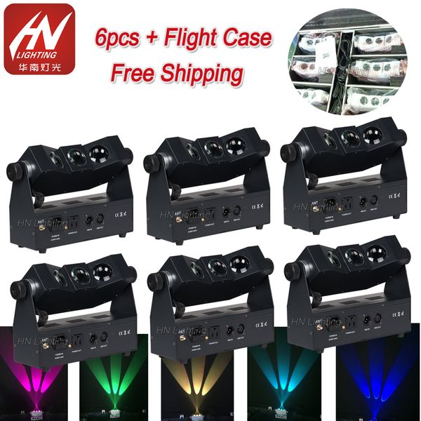 6 pcs DJ Efeito luzes sem fio Uplighting 3x10W RGBA 4IN1 DMX LED Wall Wall Wall Battery Par Uplight Disco Stage Light With Flight Case