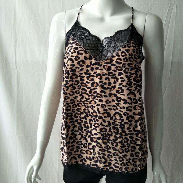 

women's tanks & camis women vest leopard print strap stitching lace, White
