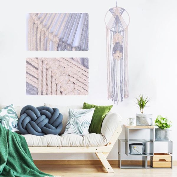 

tapestries dream catcher tapestry hand-woven cotton rope hanging decor wall ornament for home bedroom (white and grey)