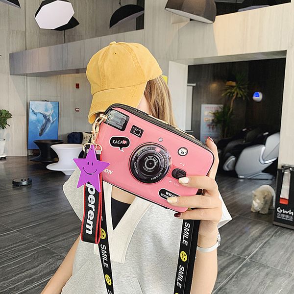 

trendy camera design cartoon print pu female shoulder bag crossbody messenger bag for women casual handbag bolsa purse #15