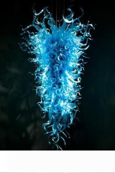 

new arrivals chandelier art decor led light living room blue color hand blown glass chandeliers for house