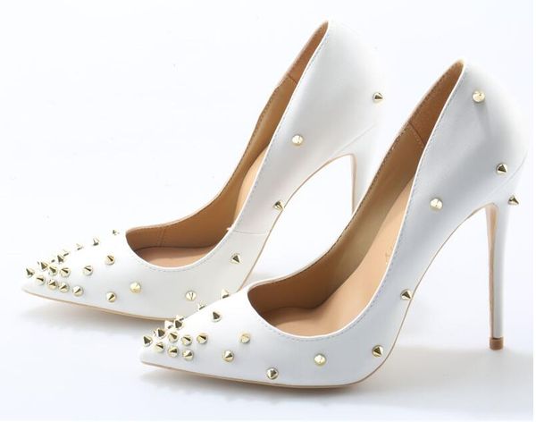 

2018 shoes spring new arrival women solid color elegance party pumps 12cm height stiletto sandals with rivets size 35-44 high 8cm 10cm 12cm, Black