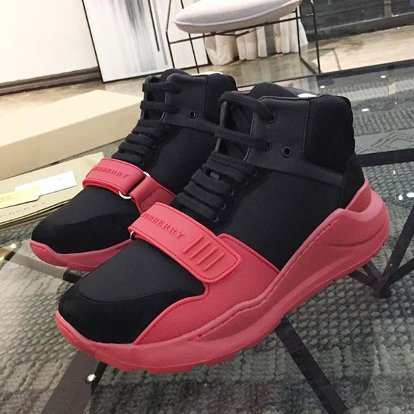 

2021 luxury men 's boots herren sportschuhe vintage check cotton sneakers fashion classic comfortable shoes high lace -up sports m, Black