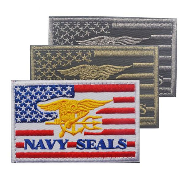 Toppa ricamata 3D US Seal Seal Distintivo morale tattico Adesivo in tessuto Uniforme militare Giacca a righe Jeans Ms. Zaino