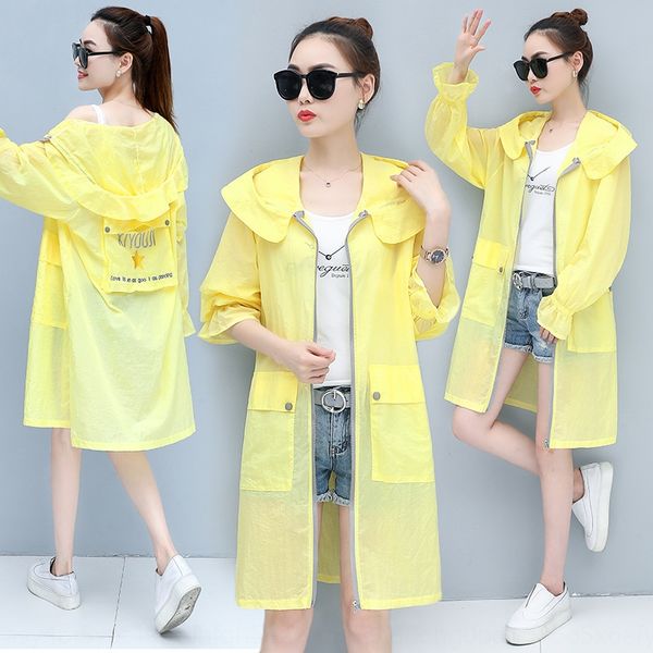

ut6k6 new loose solid color clothing women's clothes sunscreen clothes mid-length korean style hooded breathable back pocket sunscreen, Tan;black