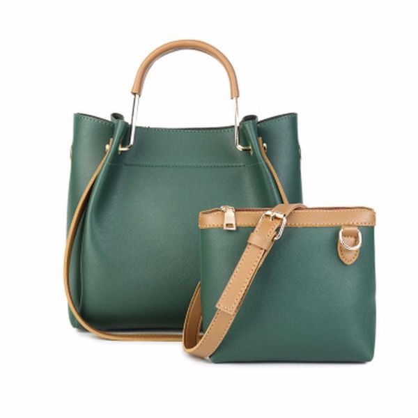 

vintage solid color women handbag set simple ladies designer shoulder bags set green red black composite hand bags