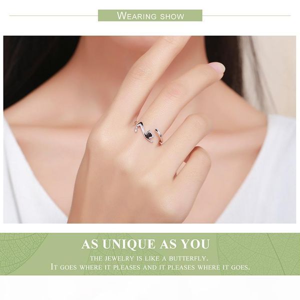 

2018 новый 925 sterling silver sticky cat с длинным хвостом палец кольцо женщин кольцо регулируемые ювелирные изделия обручальное кольцо бес