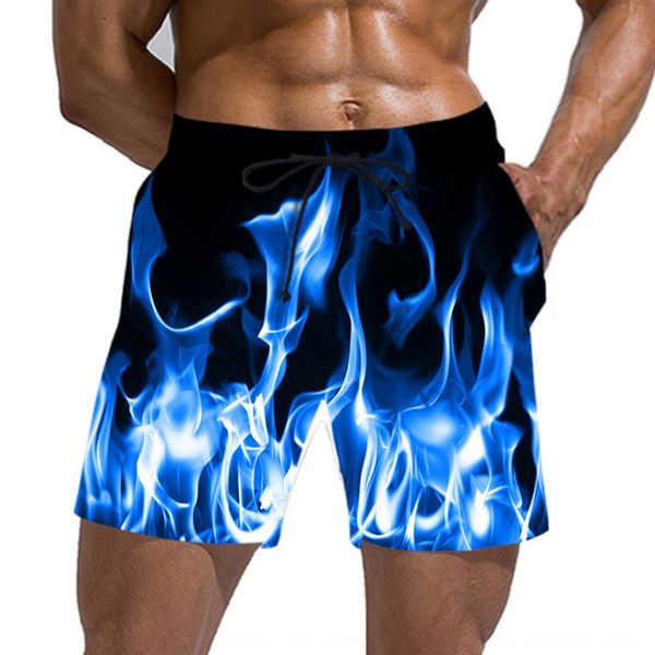 

new flame digital printing men's quick-drying and shorts beach shorts printed with pockets on both sides casual