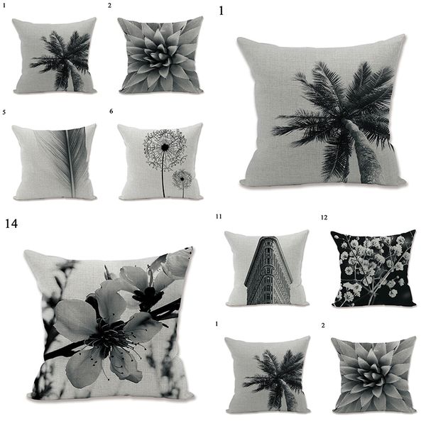 

geometric meditation decorative pillows for sofa car home custom black white woven linen pillow case 45*45cm cushion cover