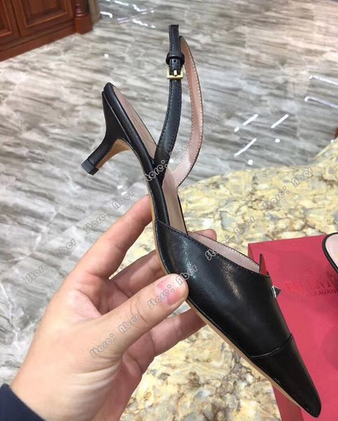 

aber women sandals high heels summer woman pumps thin heels female party shoes pointed toe slip on office ladie dress shoe plus size35-41, Black