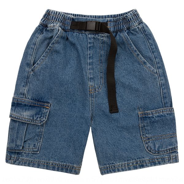 

lesu clothing fashion brand waist ribbon design cotton children's five-point and jeans children's wear jeans pants boys' shor, Blue