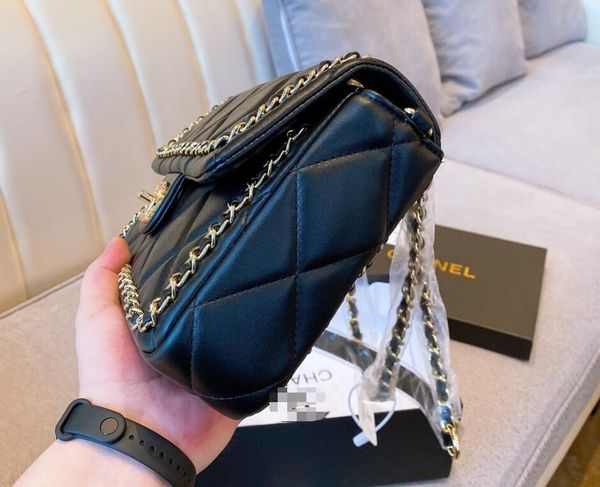 

new fashion designer women handbag chain crossbody handbags small shoulder bags genuine leather diamond lattice lambskin bag tote purse 26cm