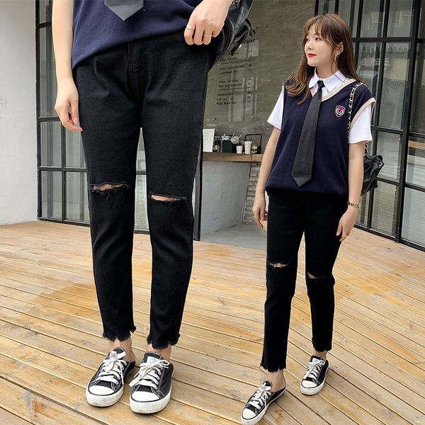 

дважды день сезона новый корейский стиль плюс плюс одежда жира дважды день новый st169 мм модные брюки размер женщин с отверстиями st169, Blue