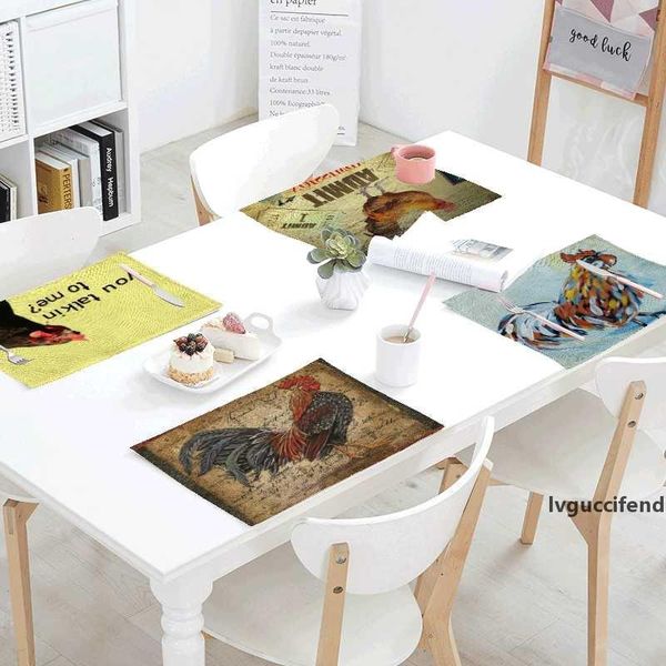 

42*32cm geometric pattern rooster napkins cotton and linen vintage table home decor creativity table napkin wedding cloth napkin