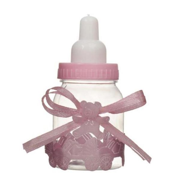 

12pcs small feeder style candy bottle gift box baby shower favors pink and blue