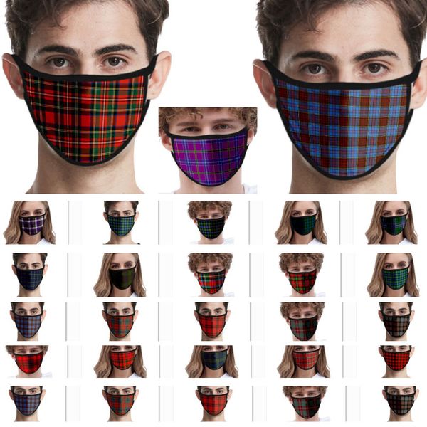 

washable 3d plaid printed face mask for women men kids ice silk mouth mask children windproof protective designer mask 32 styles wx20-36