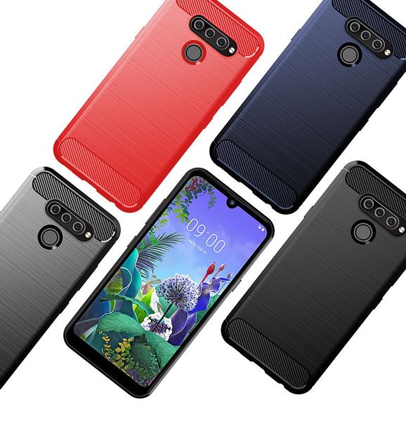 

for lg q60 k50 case brushed carbon fiber soft silicone bumper case cover for lg stylo 5 k50 q60 6.26'' phone cover capa hot