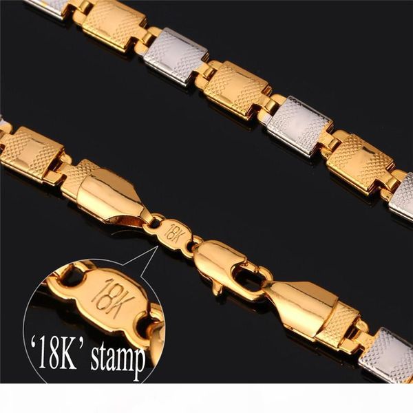 

platinum 18k real gold plated new trendy fancy italy two tone gold chunky bracelet chain necklace set, Silver