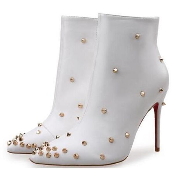 

new women high-heeled new winter high-heeled shoes, pure color side pull short boots fashion willow nail, Black