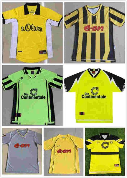

retro classic 1995 1996 1997 1998 2000 2001 2002 2003 borussia dortmund soccer jerseys rosicky bobic rosicky retro football shirt s-2xl, Black;yellow