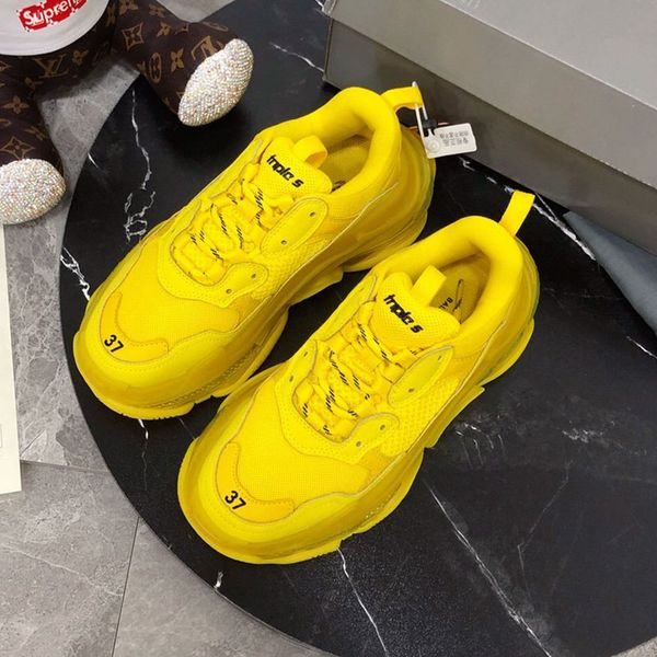 

designer shoes luxury mens women casual shoes, men and women sneakers couple models tennis shoes triple s transparent sole s02, Black