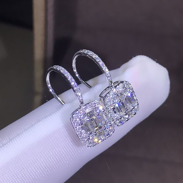 

new 2020 luxury jewelry t shape white z cz daimond women wedding gemstones earring hook for lovers' gift, Silver