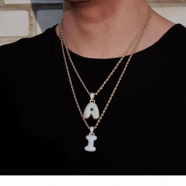 

2018 a-z custom name bubble letters necklaces & pendant charm for men women silver color cubic zircon hip hop jewelry gifts