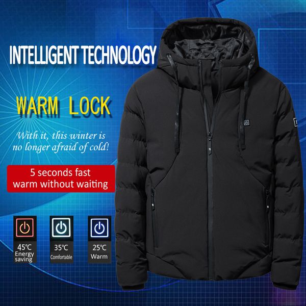 

men's heated jackets outdoor usb electric heating hooded outerwear coat male winter thermal warmth jacket (without battery, Black;red